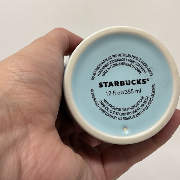 Starbucks 2019 Love Valentine Stitch Blue 12oz Ceramic Coffee Tumbler - Picture 7 of 9